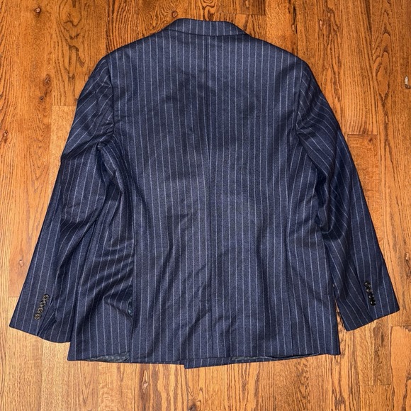 Joseph Abboud Black Label Vitale Wool Double Breasted Suit Men's 46 Blue Striped - Picture 8 of 16